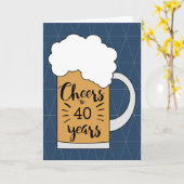 誕生日おめでとう 40年 ビールで乾杯 カード (黄色い花)
