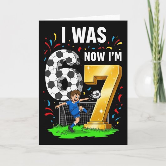 誕生日おめでとう 6歳から7歳へ サッカー少年 67 カード (正面)
