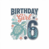 誕生日おめでとう 6 ウミガメ ベクター デザイン_1 シール (正面)