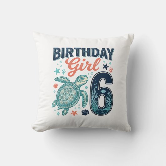 誕生日おめでとう 6 海ガメ ベクター デザイン_1 クッション (正面)