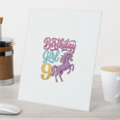 誕生日おめでとう 9 ユニコーン ビンテージ風彫刻デザイン_1 台座サイン (インサイチュ)