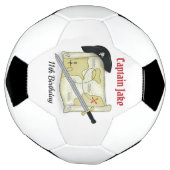 誕生日おもしろいお洒落海賊帽の宝庫の地図 サッカーボール (回転)