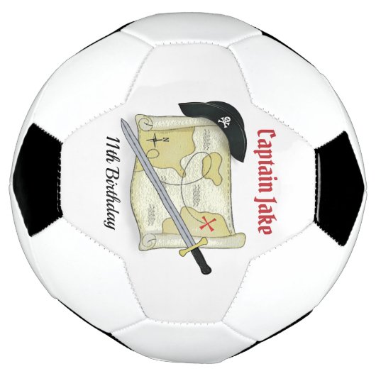 誕生日おもしろいお洒落海賊帽の宝庫の地図 サッカーボール (回転)