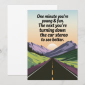 誕生日おもしろいが年を取って車を降りる 招待状 (正面/裏面)