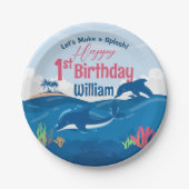 誕生日おもしろいとドルフカラフルンズお祝い ペーパープレート (正面)