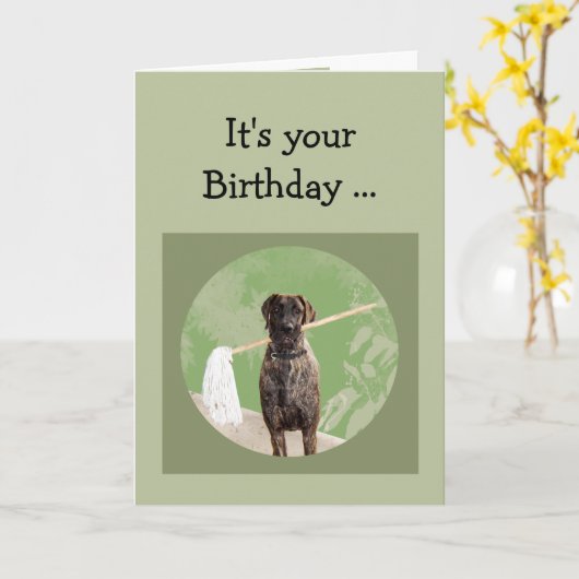 誕生日おもしろいのための偉大なDane犬のユーモア カード (黄色い花)