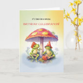 誕生日おもしろいのカエル カード (黄色い花)