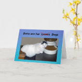 誕生日おもしろいの太い猫は、ダイエットは犬のためだと言う カード (黄色い花)