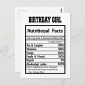 誕生日おもしろいの女の子の栄養事実 ポストカード (正面/裏面)