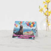 誕生日おもしろいの挨拶をユーモアで封印 カード (黄色い花)