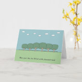 誕生日おもしろいの木と励ましの願い カード (黄色い花)