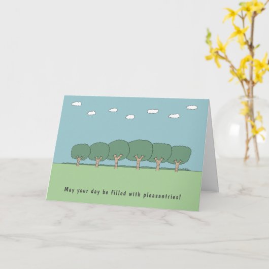 誕生日おもしろいの木と励ましの願い カード (黄色い花)