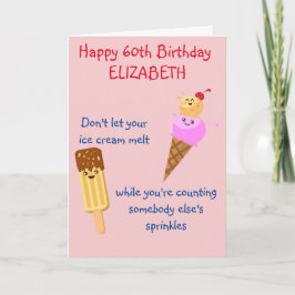 誕生日おもしろいアイスクリームAnyear Add Your Name カード