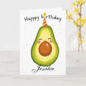 誕生日おもしろいアボカドを粉砕しよう カード (黄色い花)
