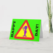 誕生日おもしろいエイリアンハッピーオーバーザヒルズ カード (正面)