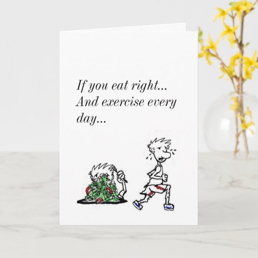 誕生日おもしろいエクササイズ又はダイエット狂信者 カード (黄色い花)