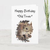 誕生日おもしろいオールドタイマーかわいいリス動物 カード (正面)