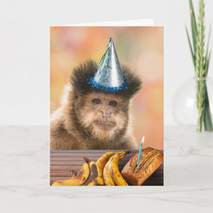 誕生日おもしろいカプチンモンキーバナナパン カード