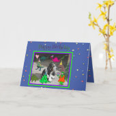 誕生日おもしろいカードと恐竜&バセットハウンド カード (黄色い花)