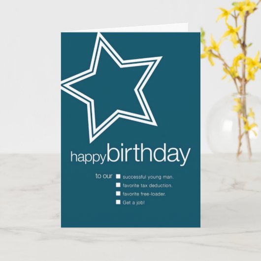 誕生日おもしろいカードを息子へ カード (黄色い花)