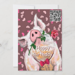 誕生日おもしろいカードロマンチックな紳士ブタ カード