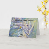 誕生日おもしろいカード魚釣り カード (黄色い花)