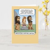 誕生日おもしろいカード：先史時代のパーティー カード (黄色い花)