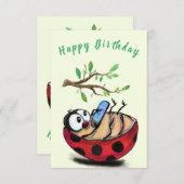 誕生日おもしろいカードHappy Ladybug with Phone (正面/裏面)