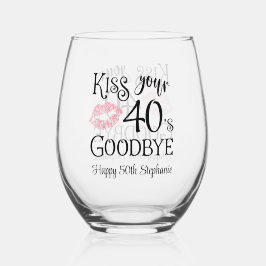 誕生日おもしろいキスあなたの10年別れ ステムなしワイングラス