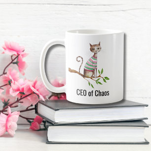 誕生日おもしろいキャットカオスキャットママカスタムCEO コーヒーマグカップ