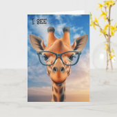 誕生日おもしろいキリン眼鏡 カード (黄色い花)