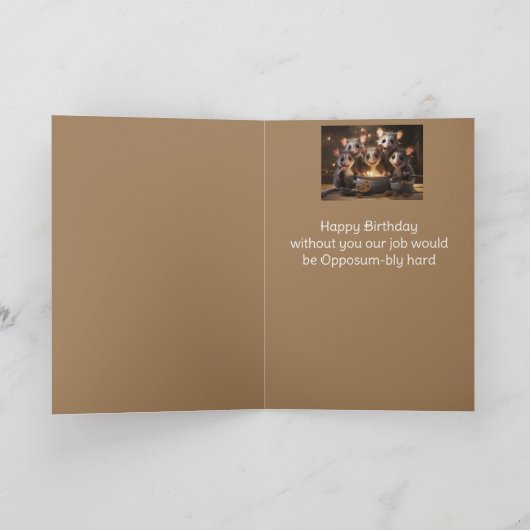 誕生日おもしろいグループすべてのUs Opposum動物 カード (内部)