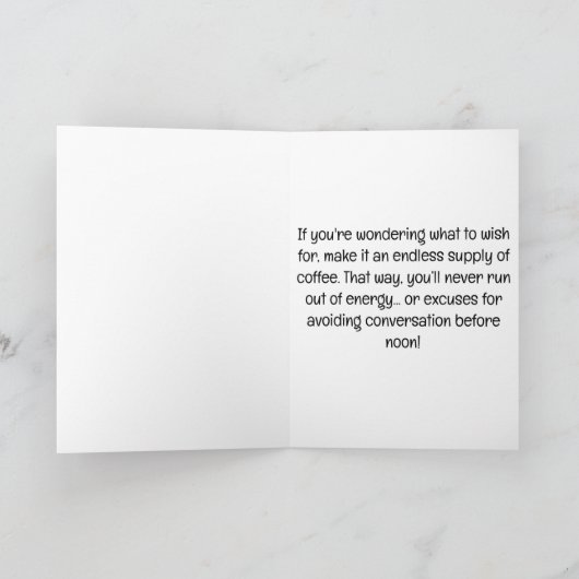 誕生日おもしろいコーヒーカップカード: Brew-Alty Wishes カード (内部)