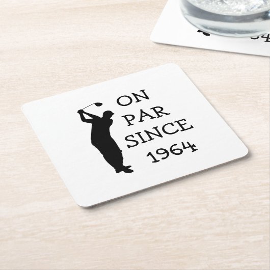 誕生日おもしろいゴルファー60thハッピーパパパー スクエアペーパーコースター (アングル)