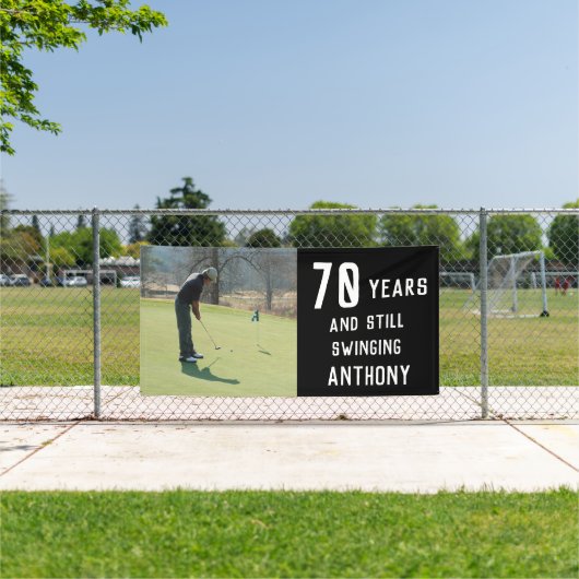 誕生日おもしろいゴルファー70thハッピーパパパー写真 横断幕 (インサイチュ)