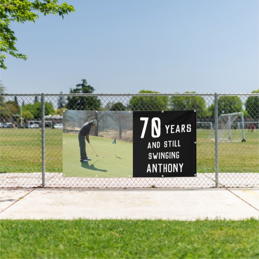 誕生日おもしろいゴルファー70thハッピーパパパー写真 横断幕 (インサイチュ)