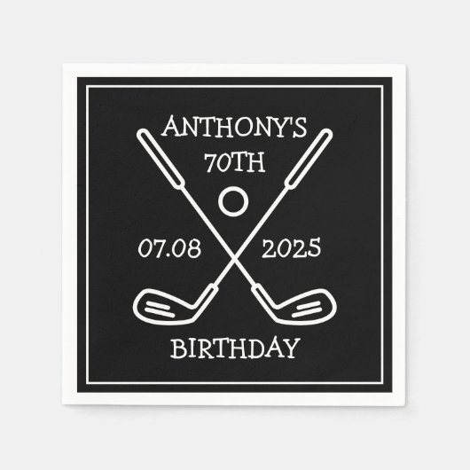 誕生日おもしろいゴルファー70thハッピーパパパー スタンダードカクテルナプキン (正面)