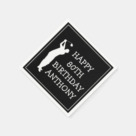 誕生日おもしろいゴルファー80thハッピーパパパー スタンダードカクテルナプキン (角)