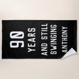 誕生日おもしろいゴルファー90thハッピーパパパー ビーチタオル