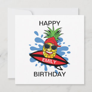 誕生日おもしろいサーフィンパイナップル カード