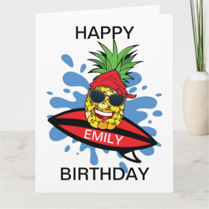 誕生日おもしろいサーフィンパイナップル カード