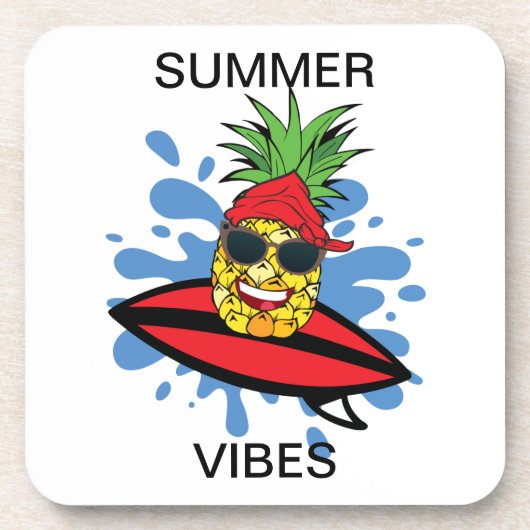 誕生日おもしろいサーフィンパイナップル コースター (正面)