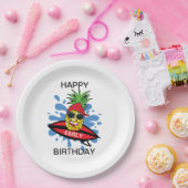 誕生日おもしろいサーフィンパイナップル ペーパープレート (パーティー)
