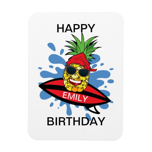誕生日おもしろいサーフィンパイナップル マグネット (縦)