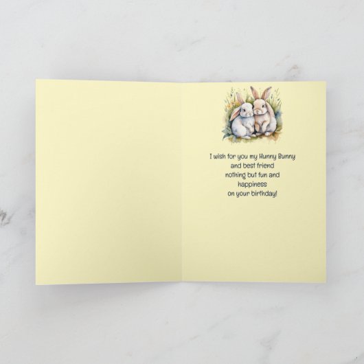 誕生日おもしろいスウィートハニーバニーアニマルアート カード (内部)
