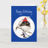 誕生日おもしろいチャンピオンアイスホッケースポーツバード カード (黄色い花)