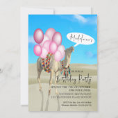 誕生日おもしろいデザートカメルピンクバルーン招待状 招待状 (裏面)