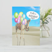 誕生日おもしろいデザートラクダカラフルバルーン 招待状 (スタンド正面)