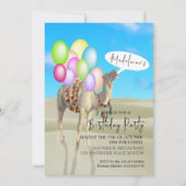 誕生日おもしろいデザートラクダカラフルバルーン 招待状 (裏面)