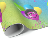 誕生日おもしろいバルーン顔オンレインボー ラッピングペーパー (ロールコーナー)